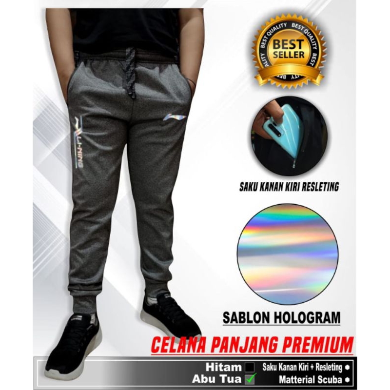 Celana panjang scuba celana jogger panjang badminton bawahan olahraga bulutangkis pria wanita