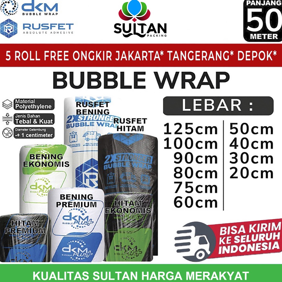 

Produk trendy Plastik Bubble Wrap 5meter HITAM PREMIUM DKM PLUS Bubblewrap TERMURAH ROLL
