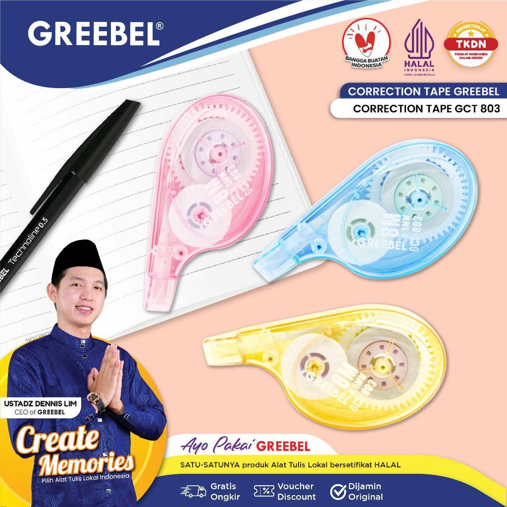 

Correction Tape Greebel GCT-803 ( Pita Koreksi )