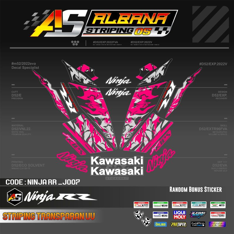 STIKER KAWASAN NINJA RR 2013 TRANSPRAN/STRIPING NINJA RR 2013 TRANSPRAN