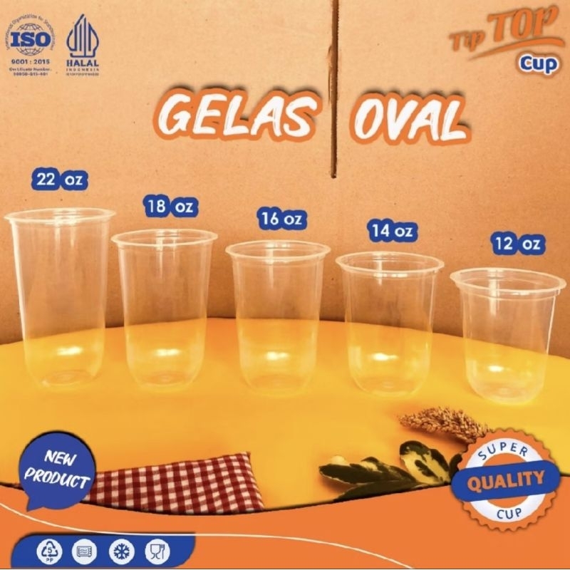 (GROSIR) Cup Oval TipTop 12 oz, 14 oz, 16 oz, 18 oz, 22 oz