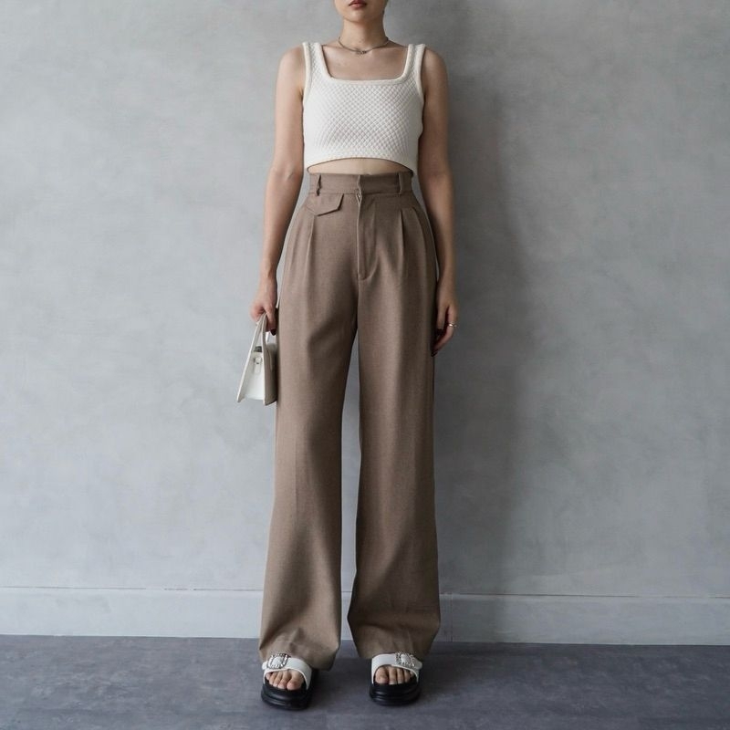 Oro Pants - Loose Pants Trouser Wanita- Celana Wanita Haigwaist Kekinian anti kusut