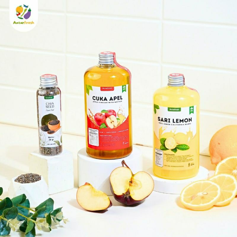 

Paket Detox 3in1 Cuka Apel With Mother 500ml / Sari Lemon 500ml/ Chia Seed 70gr