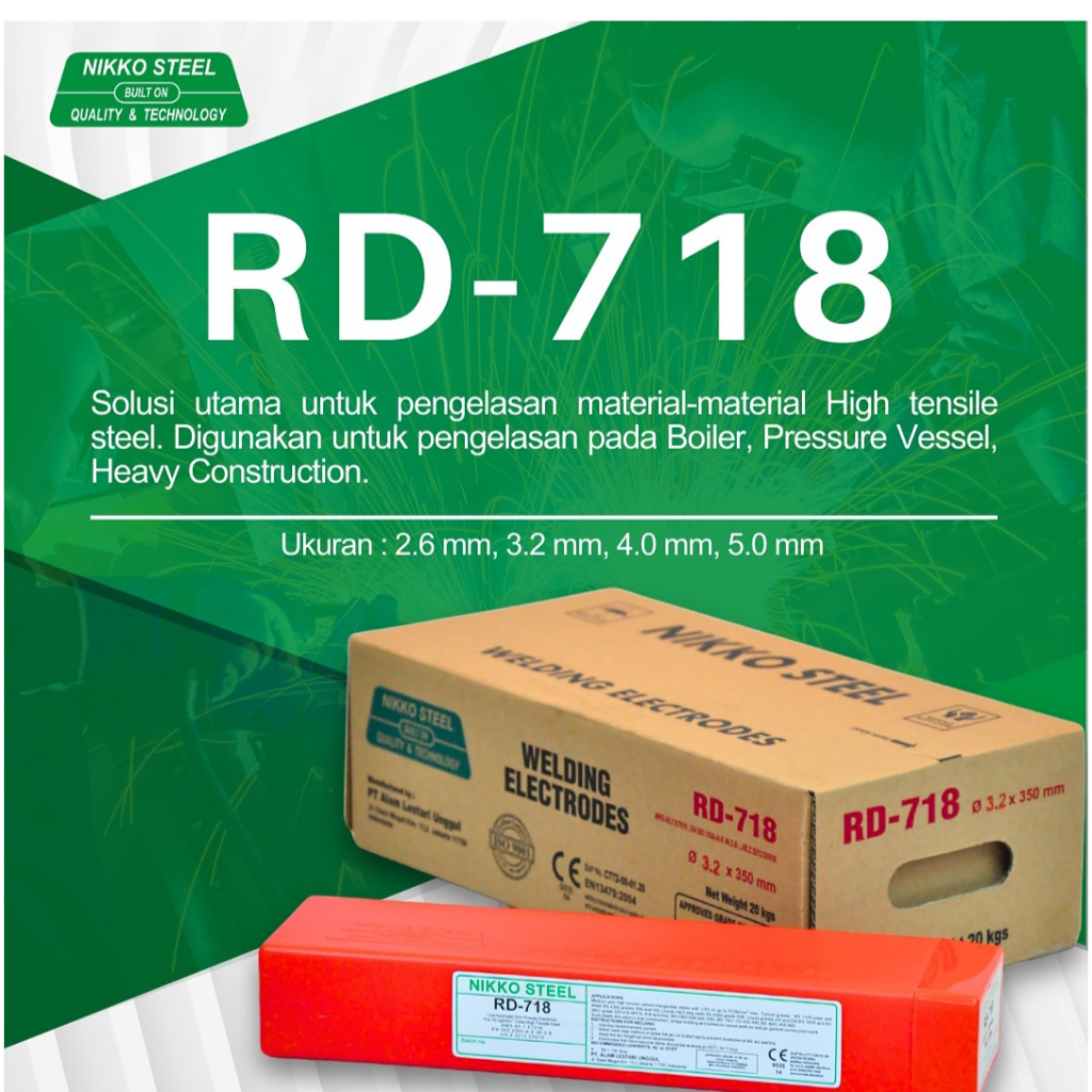 RD-718 Kawat las NIKKO RD 718 berbagai ukuran ( BOX ISI 5KG )