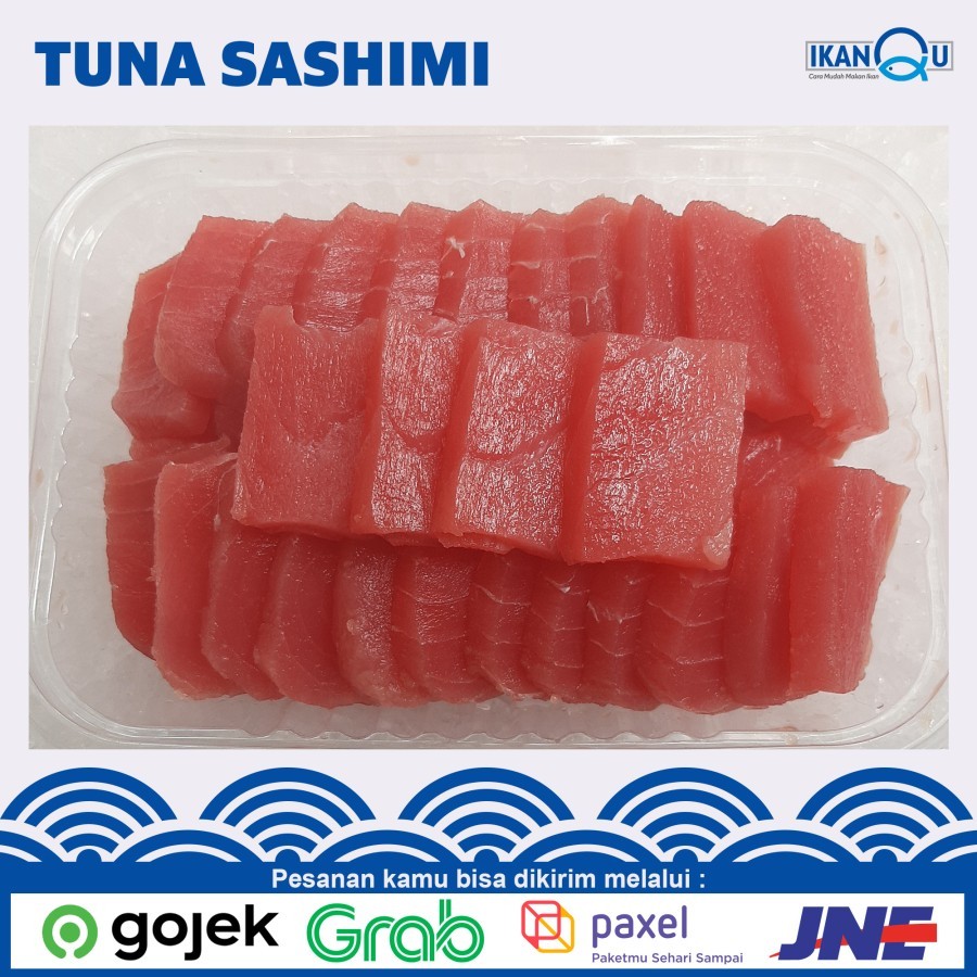 Tuna sashimi fresh | Tuna ready to eat free souyu dan wasabi | Tuna sashimi siap makan | tuna fillet