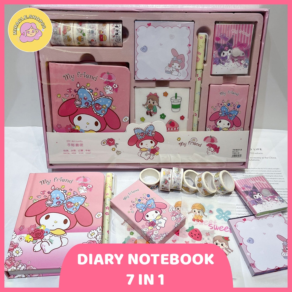 

MS paket alat tulis 7 in 1 diary notebook Sanrio