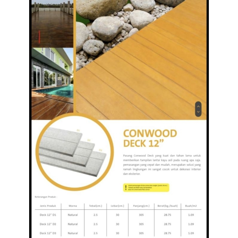 conwood deck 12" lantai interior eksterior