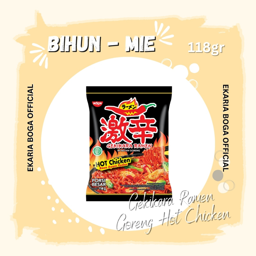 

BIHUN - MIE | NISSIN GEKIKARA RAMEN MI INSTAN GORENG | GEKIKARA RAMEN GORENG HOT CHICKEN 118GR