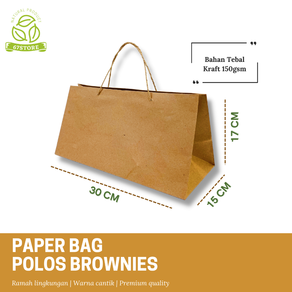 

Paperbag Brownies Polos 30 x 15 x 17 Tas Kertas Bolu Kraft Coklat Rollcake