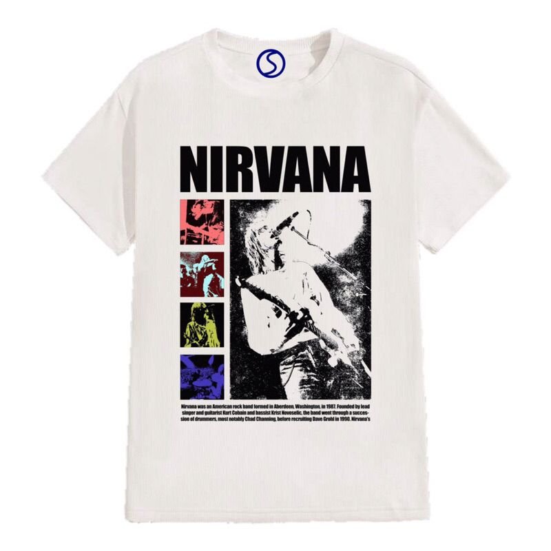 KAOS BAND NIRVANA 90s TSHIRT METAL ROCK WHITE
