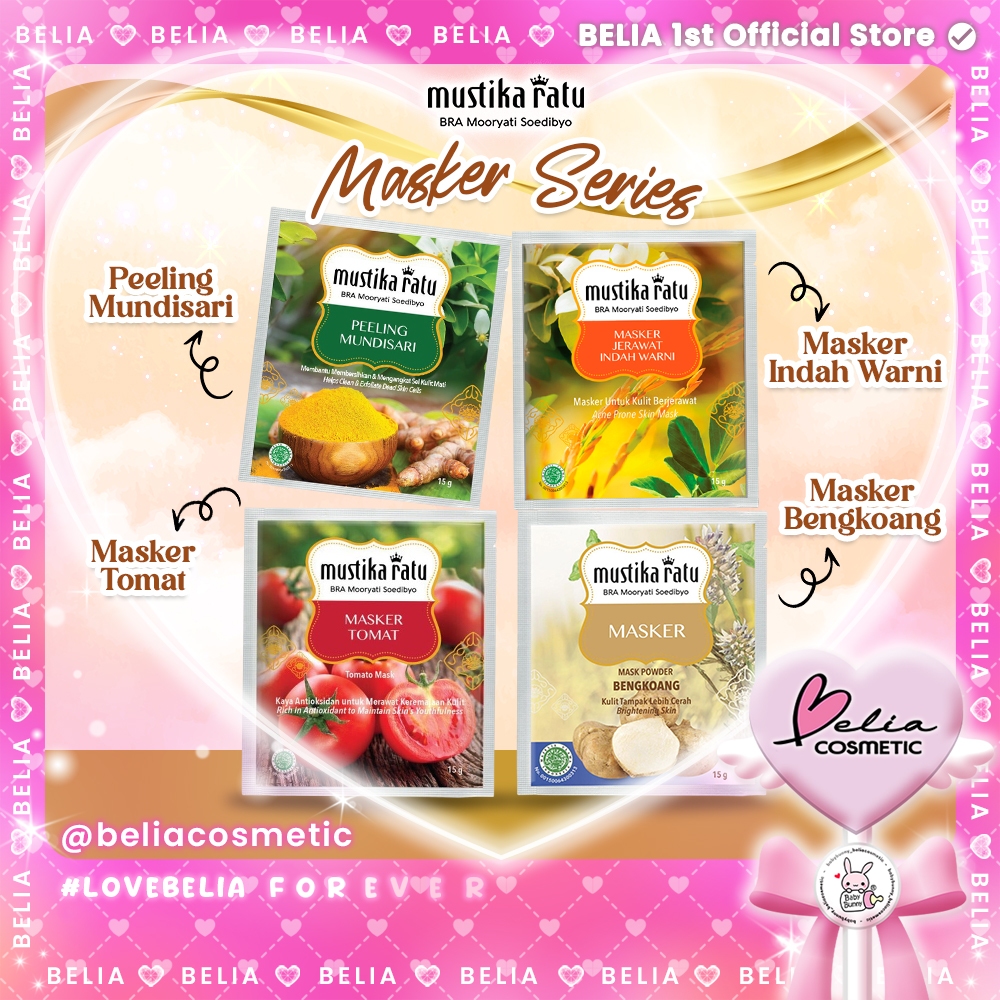 ❤ BELIA ❤ Mustika Ratu Masker Bengkoang | Tomat | Peeling mundisari | Jerawat Indah Warni 15 Halal