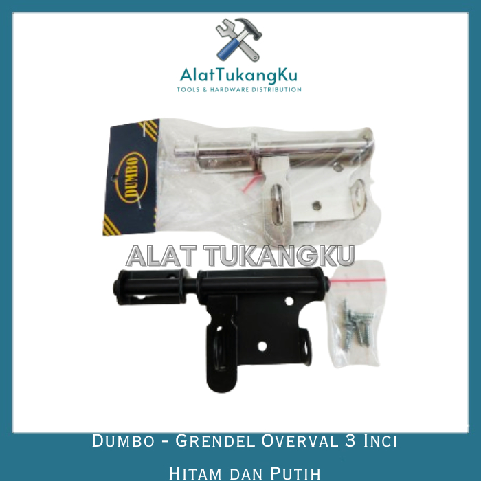 Dumbo GRENDEL OVERVAL TEBAL PINTU BESI 3" HITAM DAN PUTIH / GRENDEL PINTU 3" INCH