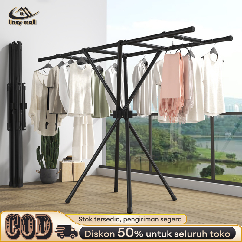 Jemuran Baju Lipat Jemuran Baju Bayi Jemuran Lipat Portable Jemuran Baju Stainless HITAM/PUTIH