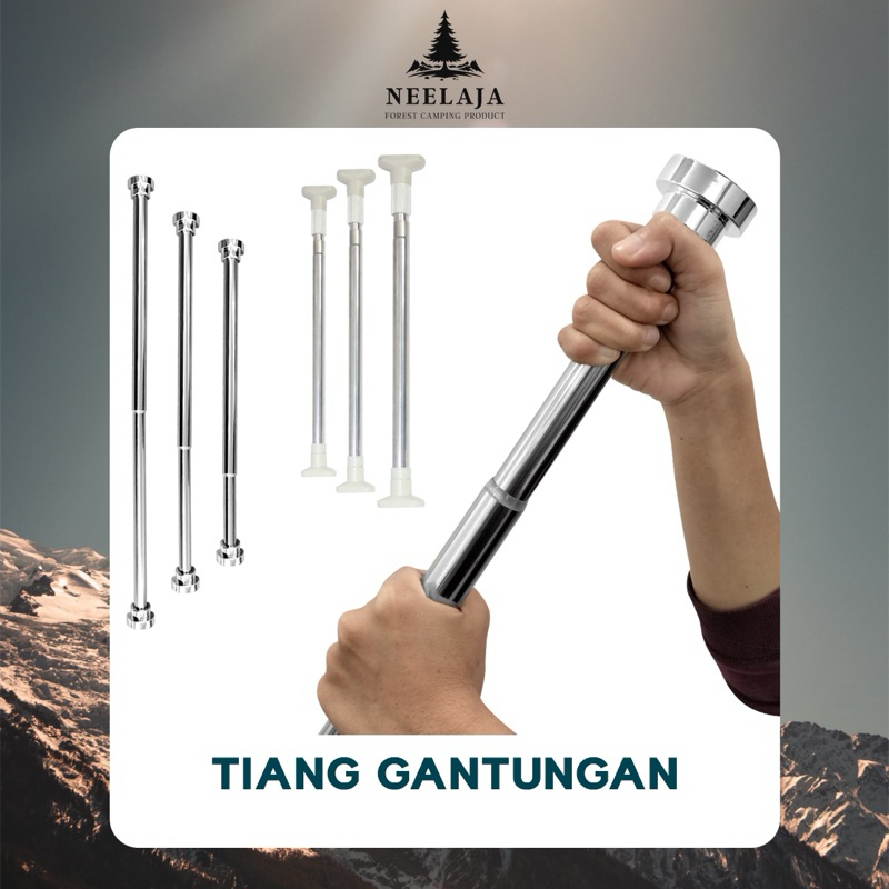 [Neelaja] Tiang Gantungan Fleksibel Tiang Gorden Portable Jemuran Baju