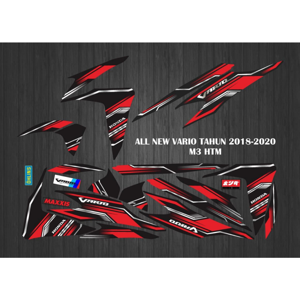 STIKER STRIPING MOTOR VARIASI HONDA VARIO ALL NEW 2018-2021 GRAFIS MOTIF M3