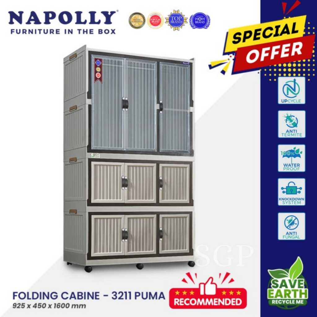 NAPOLLY FOLDING CABINE 3211 PUMA/LEMARI GANTUNG/LEMARI RAK/LEMARI LIPAT/LEMARI PAKAIAN/LEMARI PLASTI