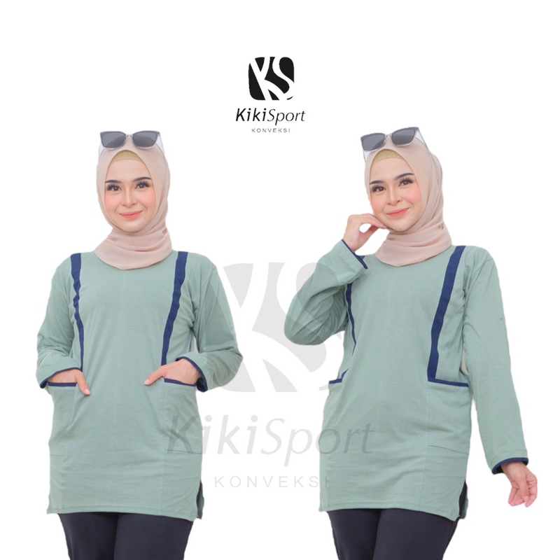 Baju Atasan Olahraga Muslim Hijau Sage Wardah Mint tua Telur Asin