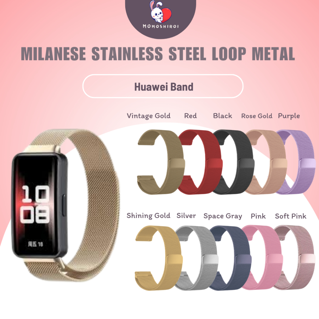 Strap Huawei Band 7 Tali Milanese Stainless Steel Metal Wristband