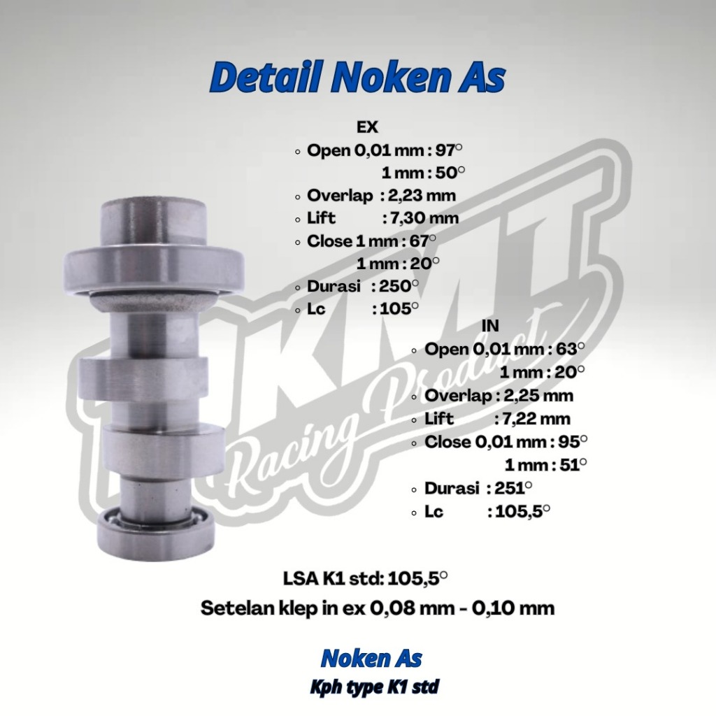 Noken As Racing Cam Supra X 125 Karisma Kph Wave Harian Klep Standart Dkmt Racing