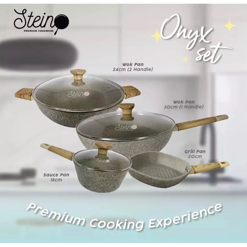 Stein Cookware Paket Onyx 2 Wok Pan, Grill Pan, Sauce Pan PROMO BATAM