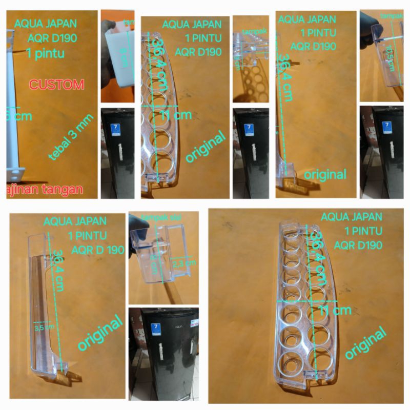 RAK KULKAS/RAK BOTOL bagian pintu AQUA JAPAN tipe/model:D-190.Original.