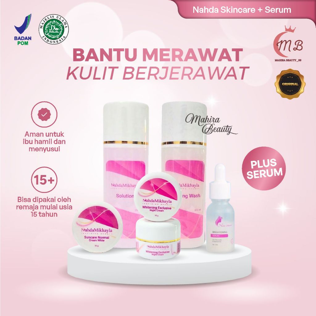 Paket Nahda Skincare Normal & Acne Glow With Serum Foaming Wash Toner Day & Night Cream Membantu Men
