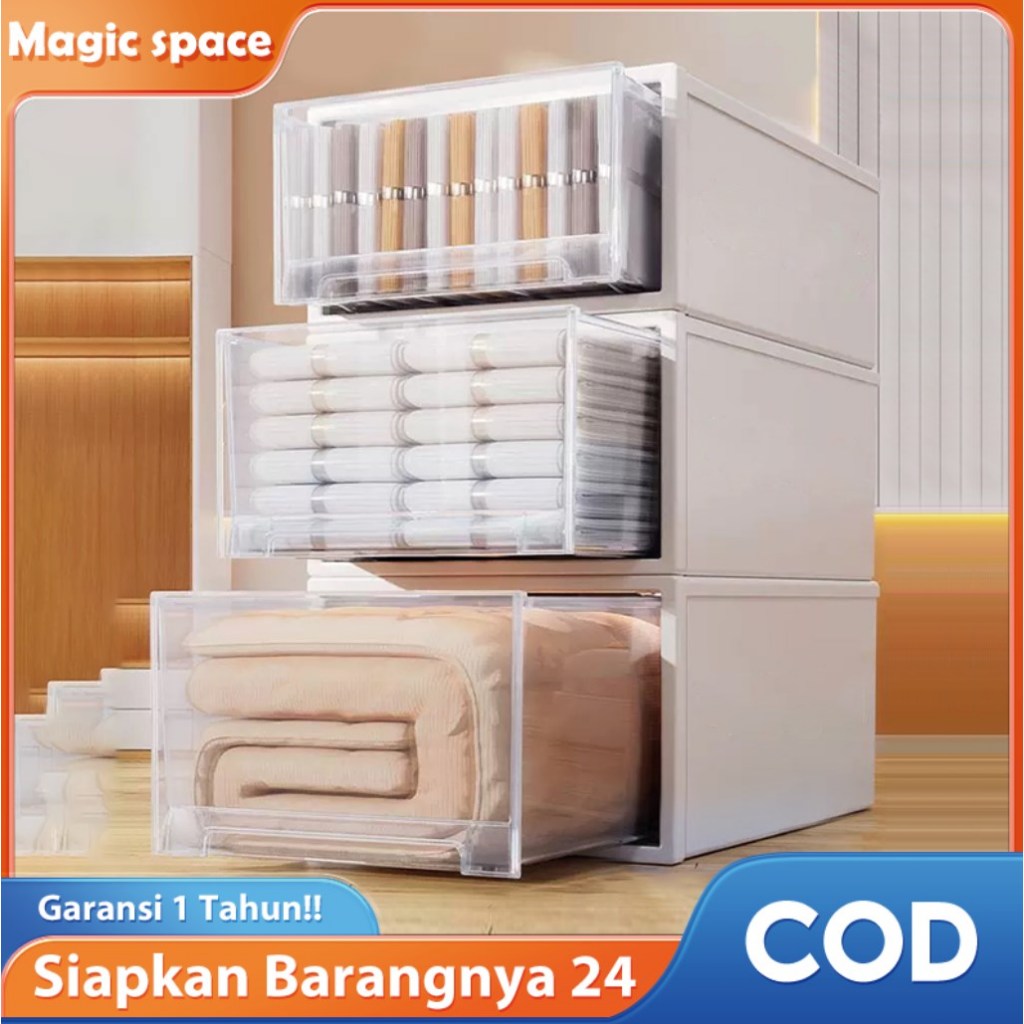 MAGIC Penyimpanan Pakaian Box Laci Plastik Susun Dalaman Storage Box Kotak Penyimpanan Tempat