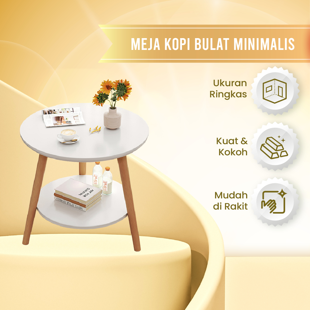 Meja Tamu - Meja Ruang Tamu - Meja Bulat  Ruang Tamu Aesthetic Tahan Lama