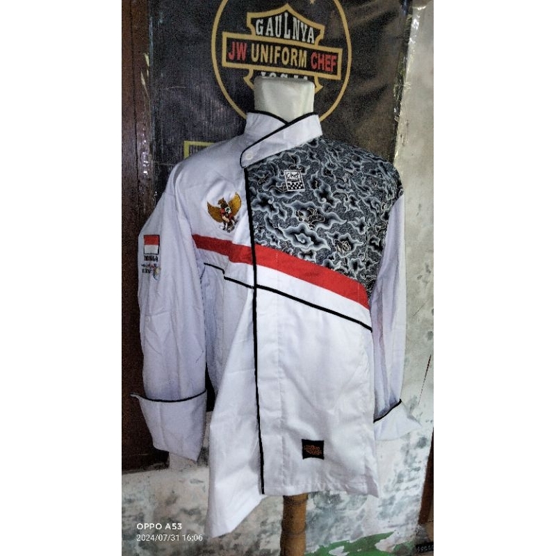 Baju Chef Baju Koki Lengan Panjang  INDOCHEF UNIFORM Kombinasi Harga Murah berkwalitas (021 )