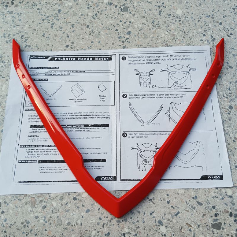 aksesoris garnish merah glos V besar Honda Vario 125 esp 150 esp
