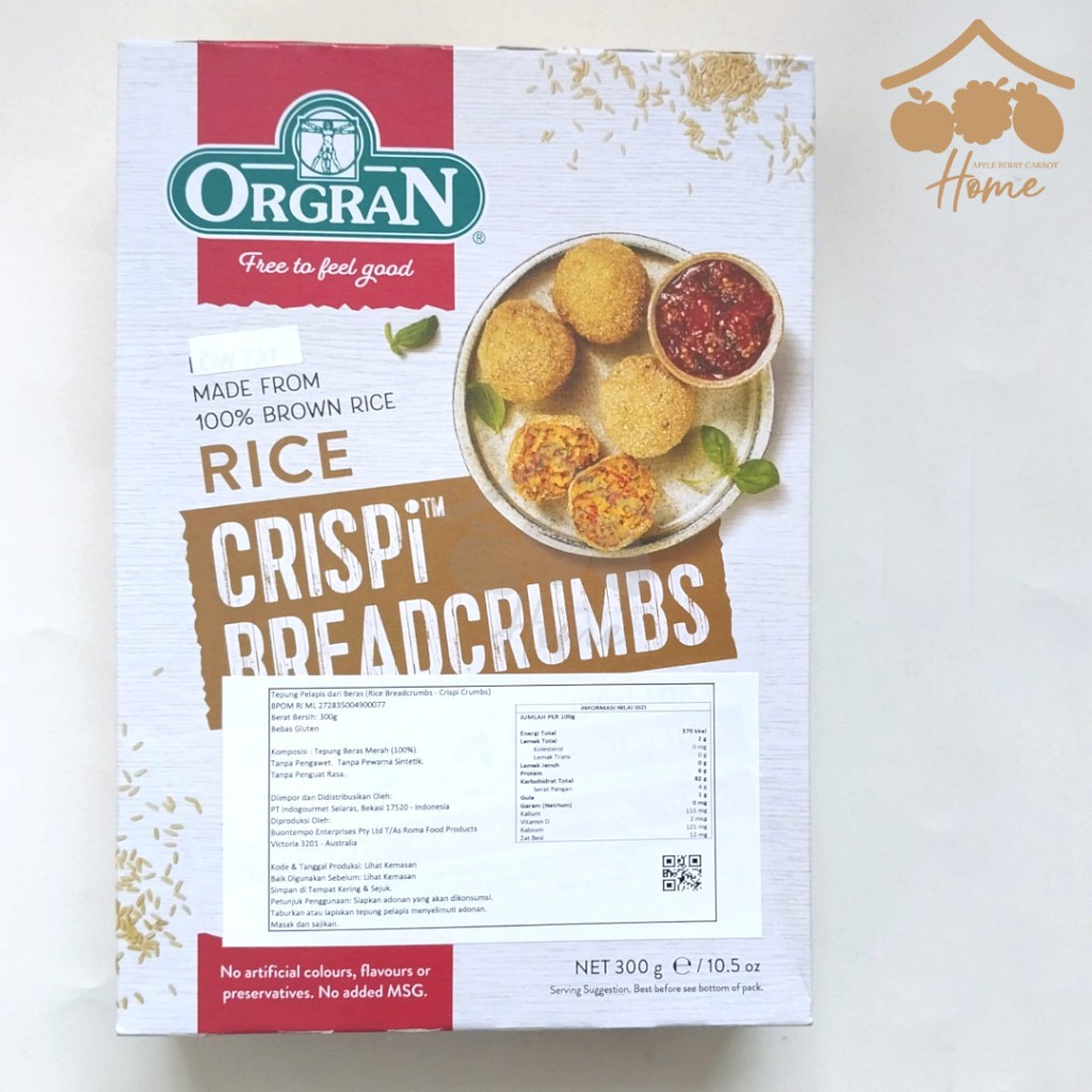 

Orgran Rice Breadcrumbs 300g crispi bread crumbs crispy made from brown rice 300 gr no coloring flavor preservatives msg 300gr gluten free tepung beras goreng garing crumb breadcrumb