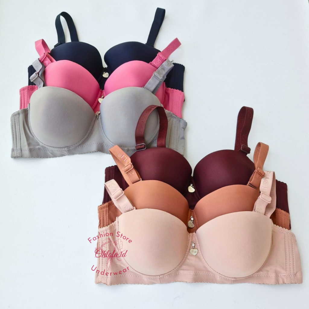 3 Pcs Bh Wanita Piaoli Polos Kawat Push Up Bra Lembut