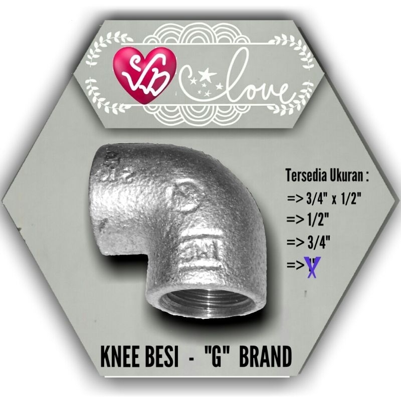 Knee L Pipa Besi 1/2" G Brand Besi Galvanis