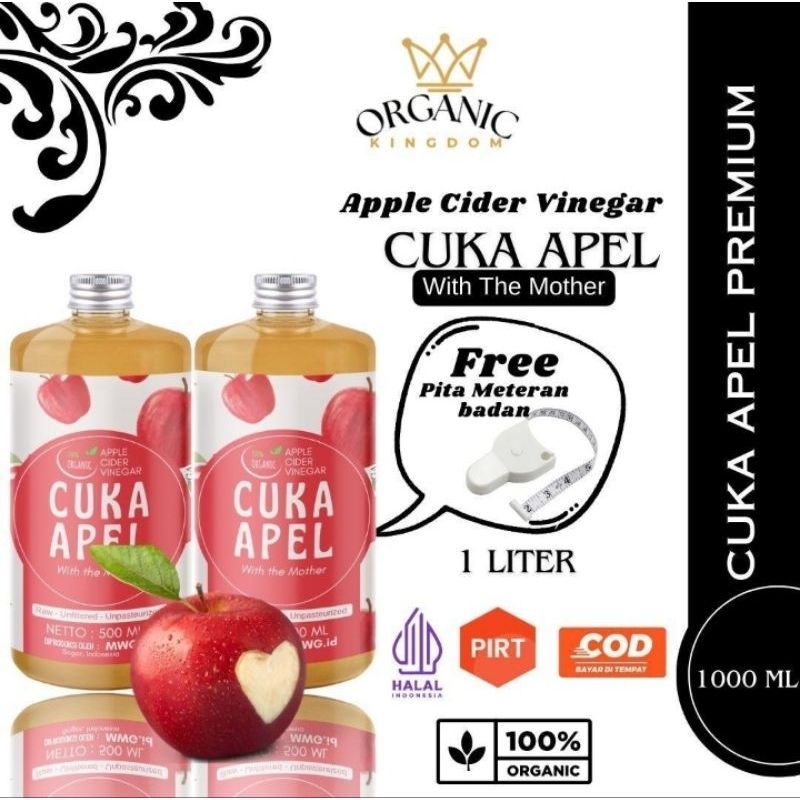 

AKEH 1 liter cuka apel organic apple cider vinegar keto diet detox pelangsing penurun berat badan