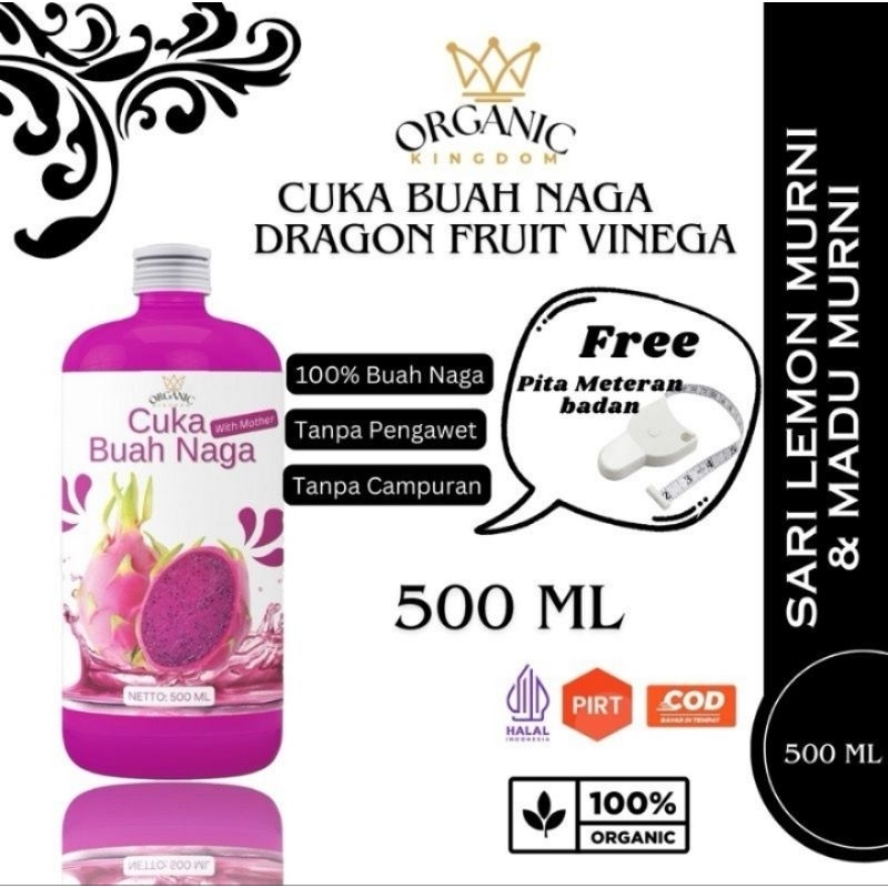 

500 ml cuka buah naga organic vinegar keto diet pelangsing penurun berat badan