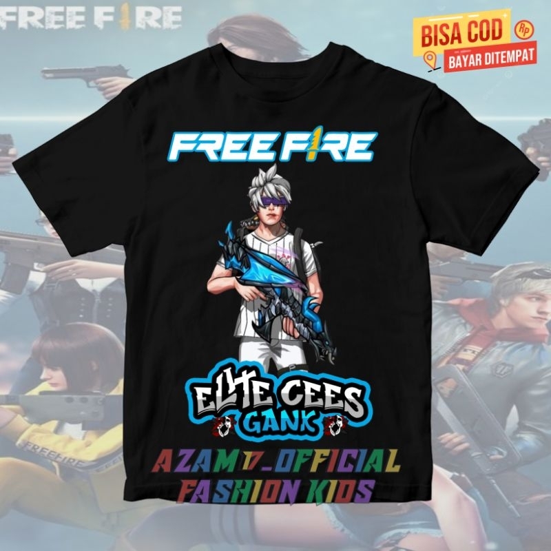 BISA COD KAOS ANAK BAJU ANAK FF KARAKTER FREE FIREE ELITE CEES GANK FREE NAMA / KAOS TSHIRT ANAK FRE