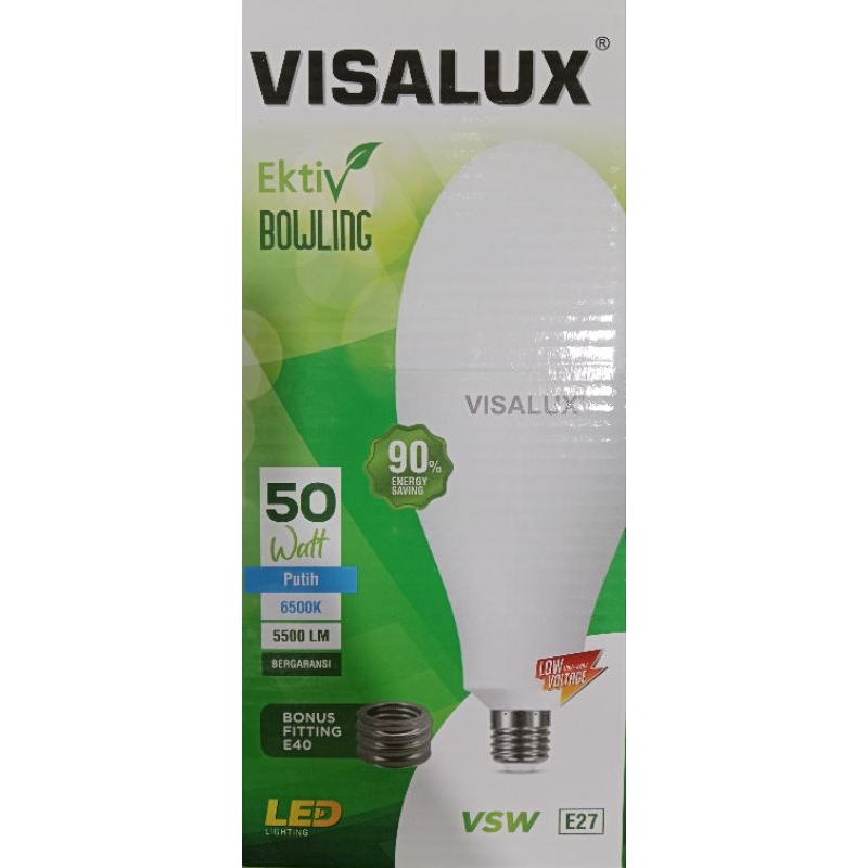 Lampu Jalan Led Bola Lampu Visalux Ektiv Bowling VSW 50Watt / Bohlam LED Visalux VSW 50w Cahaya Puti
