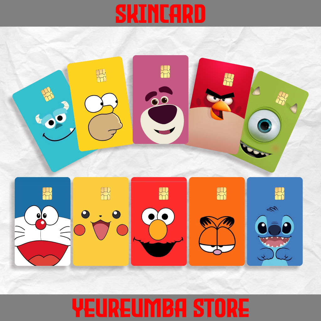 

Stiker ATM Sticker Skin Card lucu muka karakter kartun Vinyl ATM Debit Credit Emoney Flazz Stiker