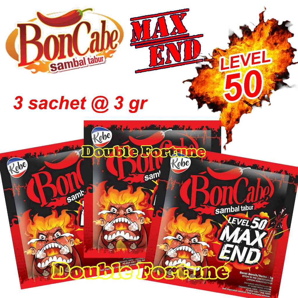 

BON CABE LEVEL 50 MAX END 3 x 3gr SACHET SAMBAL TABUR KOBE BonCabe