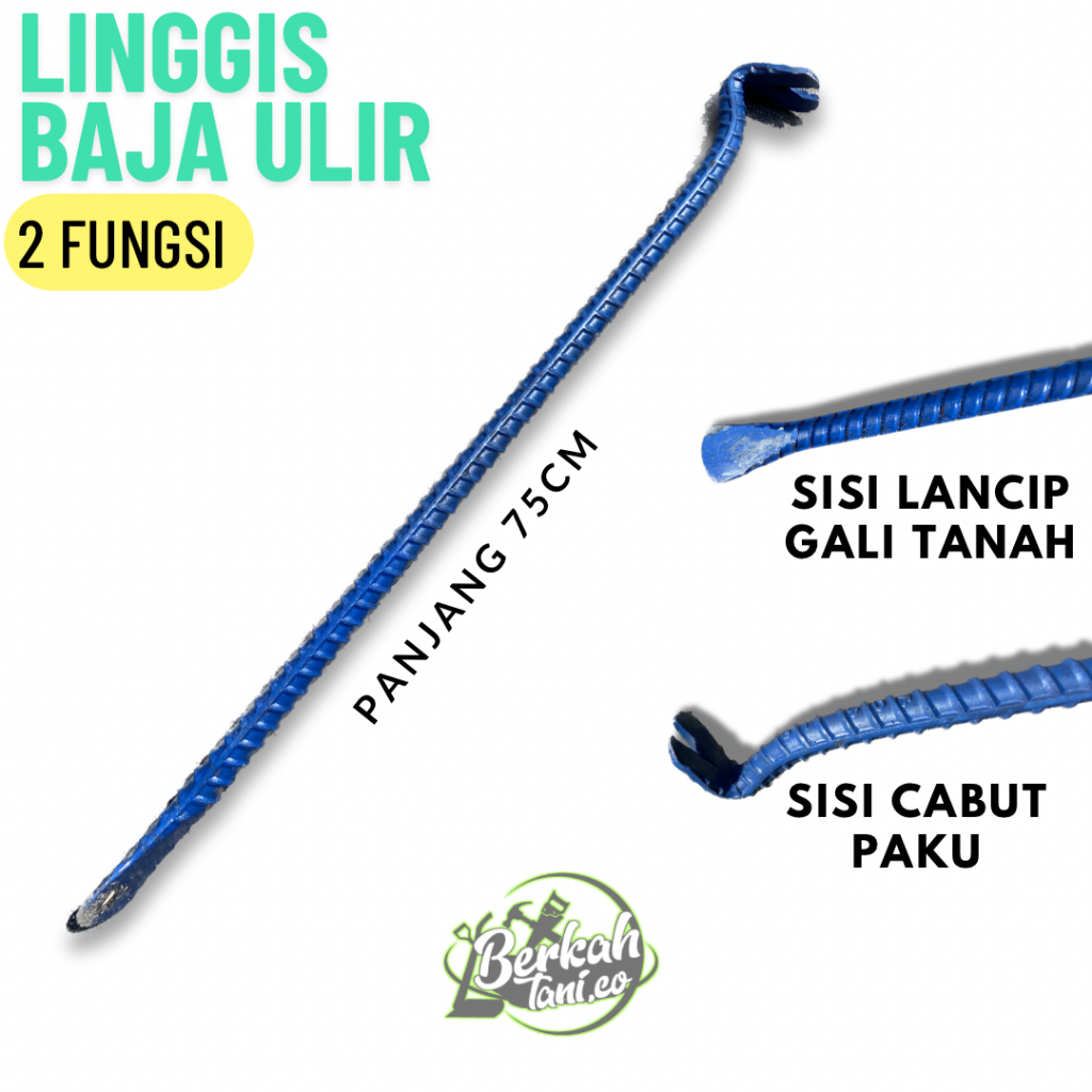 Linggis Panjang 75 cm Baja Kuat Linggis Baja Ulir Cokel Paku Linggis Tanah Anti Gompal