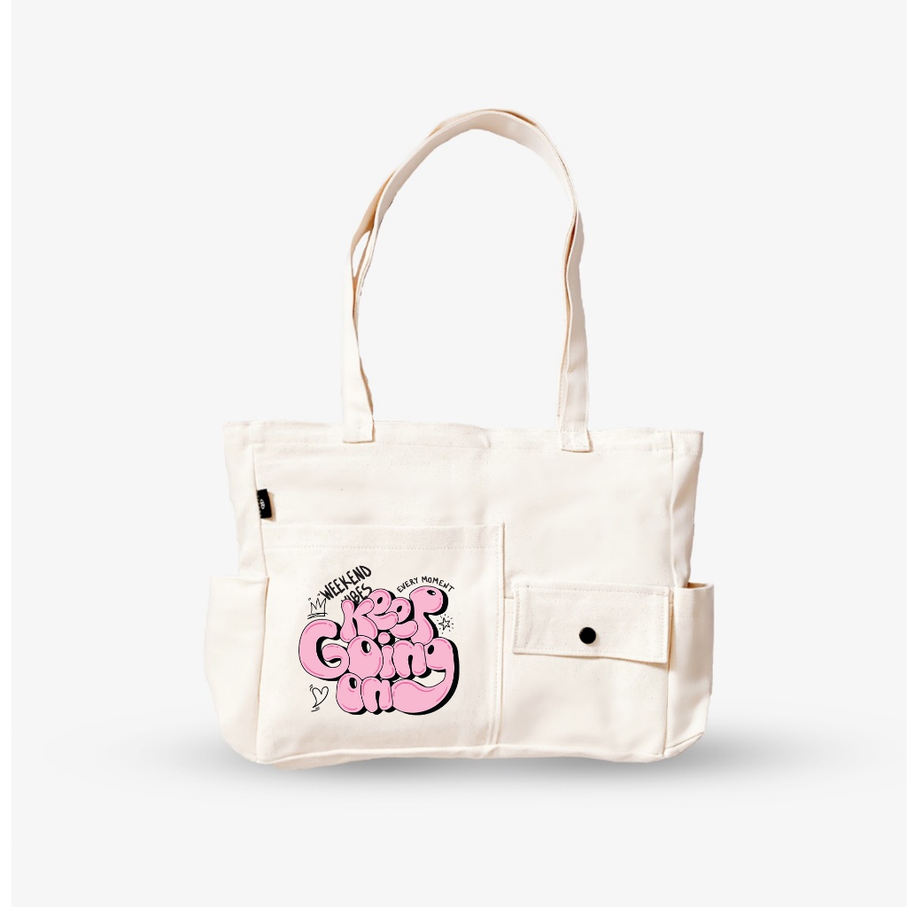Oakhopes - Totebag Kanvas Cream | Thera Tote Bag | Tas Kuliah Kerja Pria Wanita