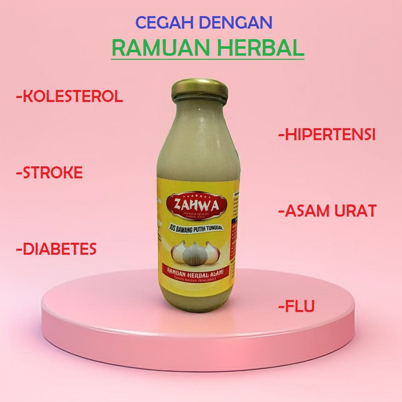 

ZAHWA JUICE BAWANG PUTIH TUNGGAL 250ml, JAHE MERAH, LEMON, MADU HUTAN, CUKA APEL, BAHAN ALAMI, MENJAGA KESEHATAN JUICE BAWANG PUTIH TUNGGAL