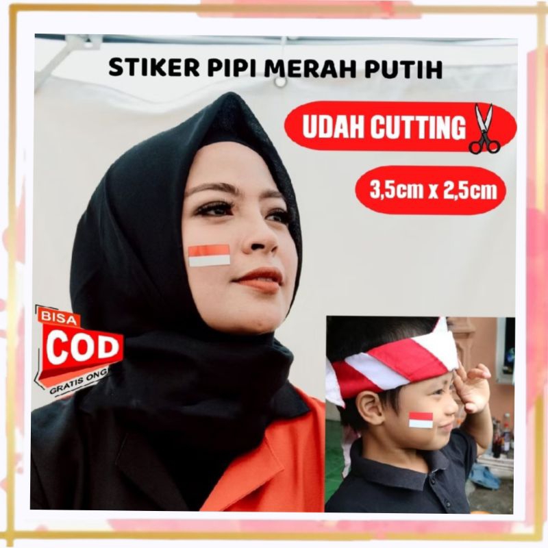 

Stiker Tempelan Pipi Bendera Merah Putih 50pcs Agustus Bahan chromo