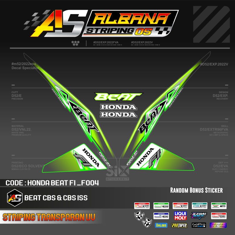 DEKAL STICKER VAREASI HONDA BEAT FI 2012-STICKER TRANSPRAN HONDA BEAT FI 2012-2015