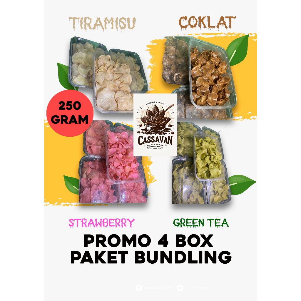 

CASSAVAN promo 4 box paket bundling kripik singkong lumer 250 gram