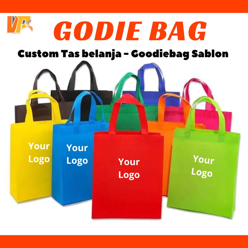 CETAK CUSTOM GODIE BAG TAS BELANJA TAS SPUNBOND FREE DESAIN