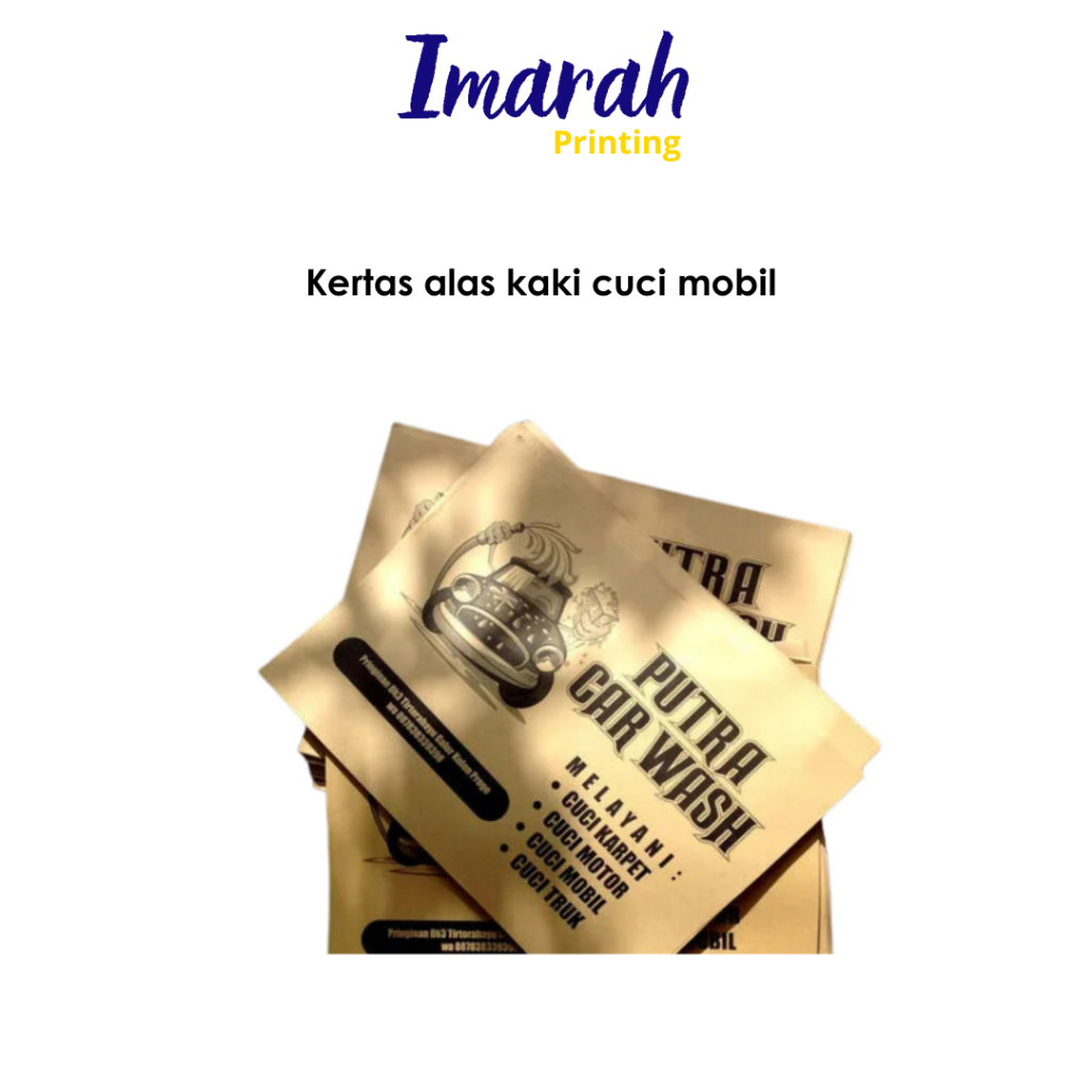 

IMARAH - Kertas alas kaki cuci mobil carwash 32x48 samson 80gsm polos dan motif design cuci mobil (isi 50 lbr)