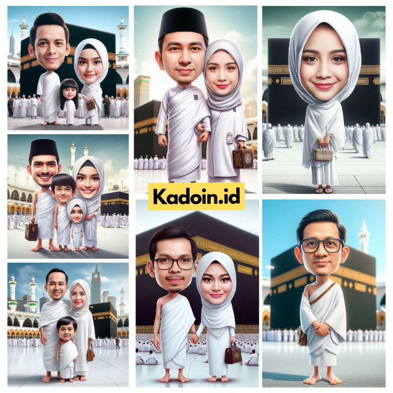Jasa Edit Karikatur AI Umroh/Haji Untuk Kado Ulang Tahun/Wisuda/Anniversary/Pernikahan dll