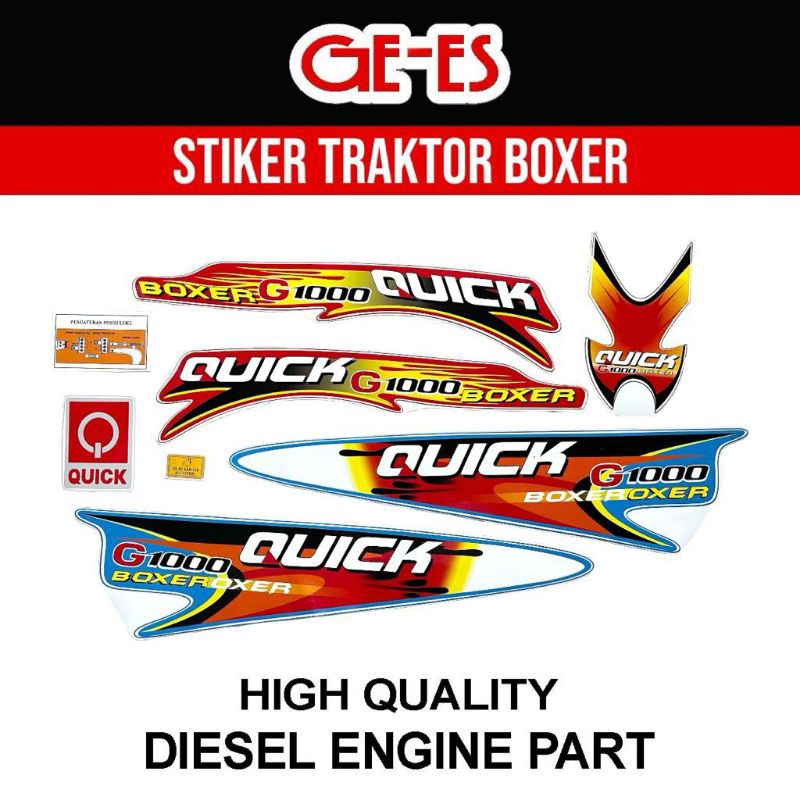 Stiker Traktor G1000 BOXER Full Set / Sticker Traktor BOXER Kubota Quick Full Set