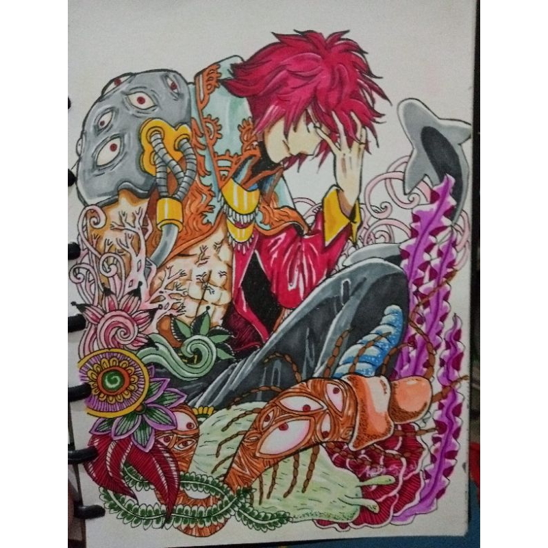 

gambar anime A5 Full Colour, diatas kertas water Colour Paper